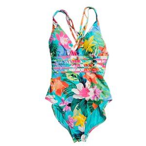 La Blanca Island Goddess Swimsuit, Floral, Tropical, Resortwear, Vacation, Sz 10